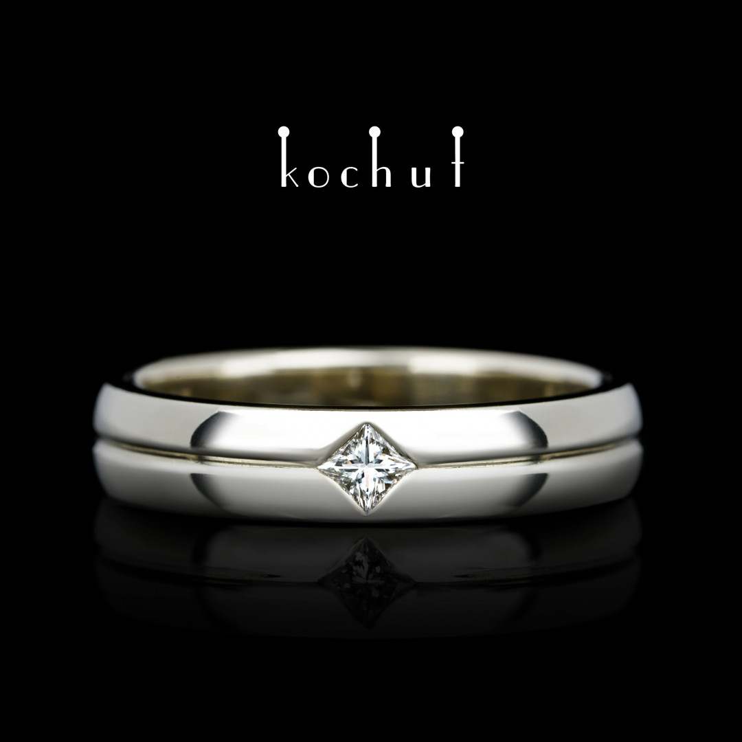 Narrowed wedding ring Axis of Love White gold, diamond